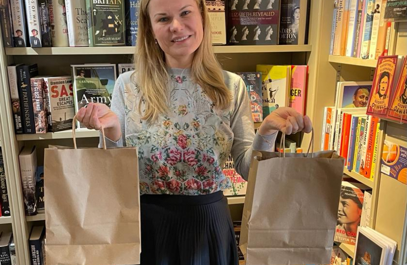 Laura Farris at Hungerford Bookshop collecting prizes